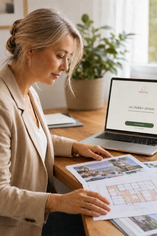 Maklersprache verstehen. Web-App Mockup. Ki-generiert
